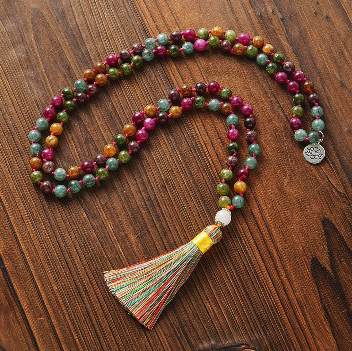 Mâla Tibétain “Énergie Colorée” – Tourmaline Multicolore