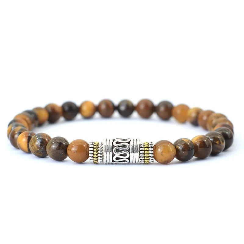 Bracelet traditionnel en pierres naturelles Oeil de Tigre pour confiance & courage