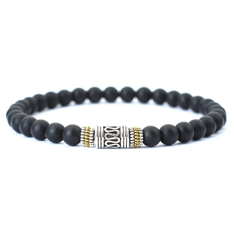 Bracelet traditionnel en pierres naturelles Onyx pour stabilité & force)