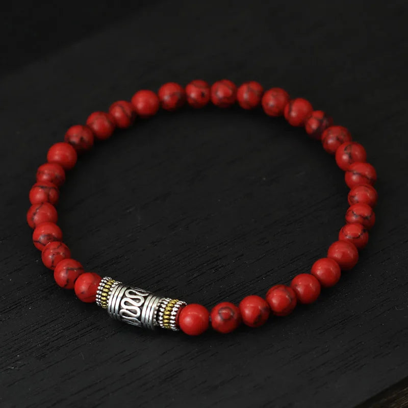 Bracelet traditionnel en pierres naturelles Turquoise rouge pour protection & énergie