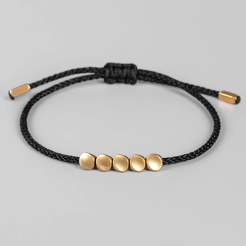 Bracelet de Chance tibétain noir tissé à la main pour la chance et la protection
