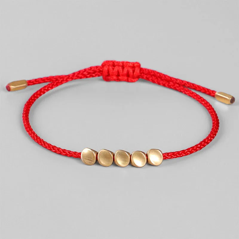 Bracelet de Chance tibétain rouge tissé à la main pour la chance et la protection
