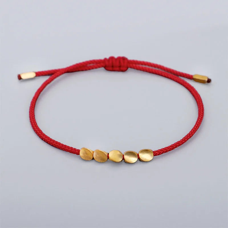 Bracelet de Chance tibétain rouge tissé à la main pour la chance et la protection