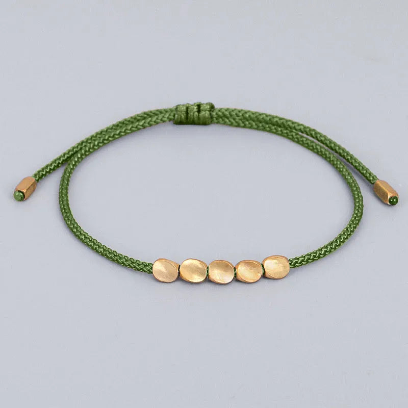 Bracelet de Chance tibétain vert tissé à la main pour la chance et la protection