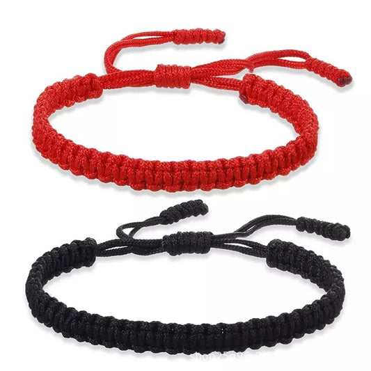bracelets corde tibétains porte-bonheur rouge et noir